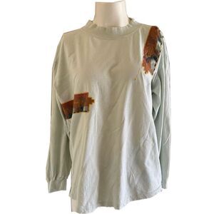 Rich Tee’s vintage 80’s women’s painted southwestern pastel seafoam green long s